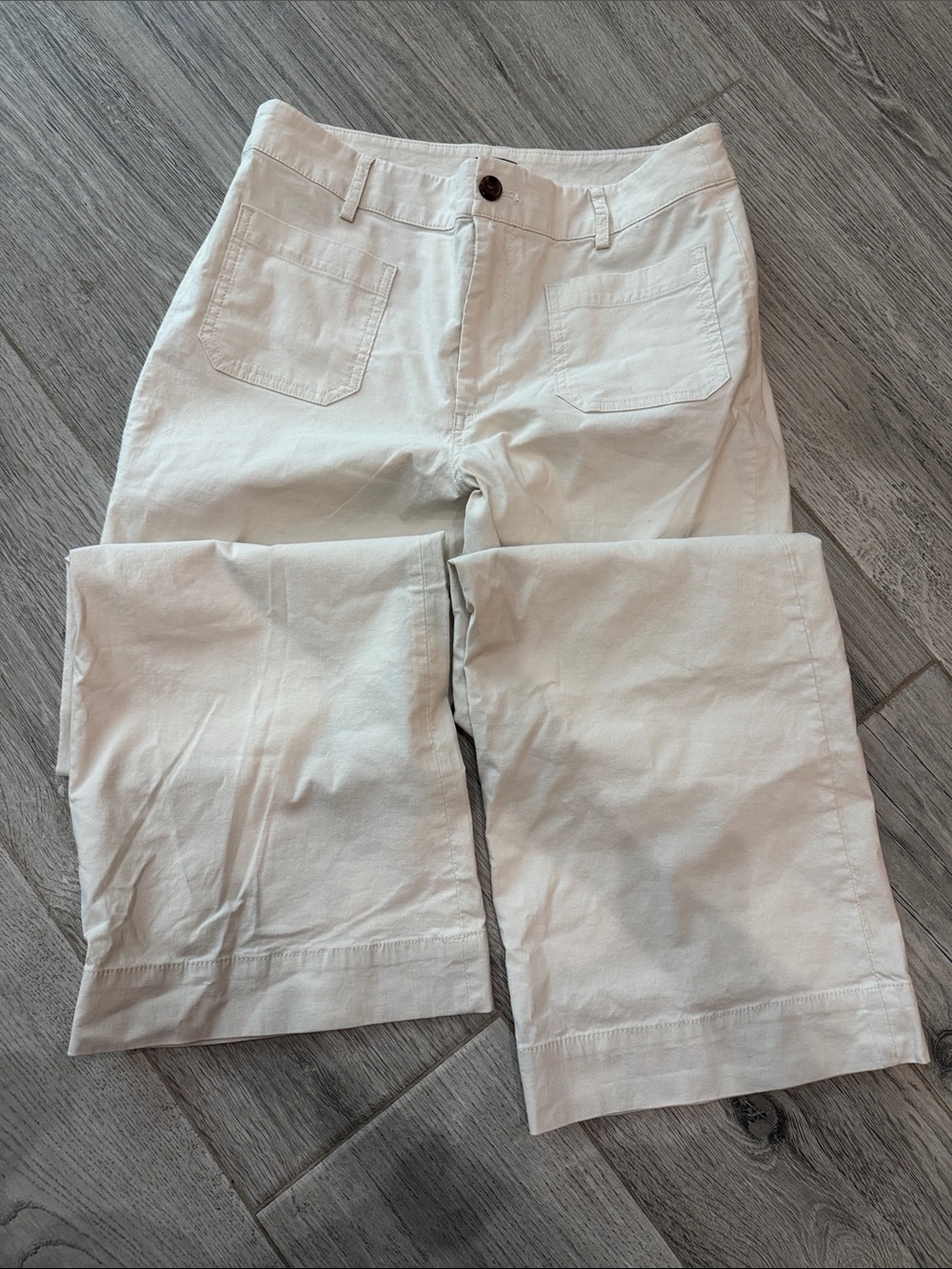 J. Crew Wide-Leg High-Rise Cream Pants with front pockets - Picture 8 of 11